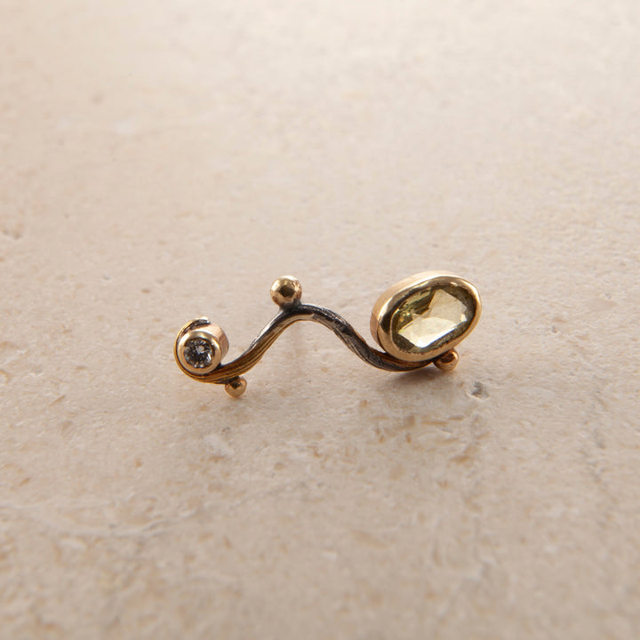 Seafire 18K, 22K og 24K Guld & Sølv Øreringe m. Safir & Diamant