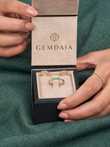 Regenbogen -Saphir -Skinnhaut -Gradient 14K Gold Ring