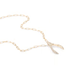 Wishbone Paved Small 18K Gold Necklace w. Lab-Grown Diamonds