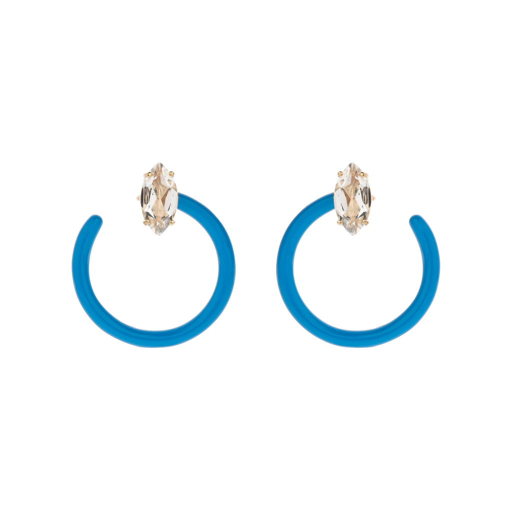 Small Tendril Circle 9K Gulde Hoops m. Krystal