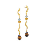 Short Vega 18K Gold Earrings w. Tiger's Eyes
