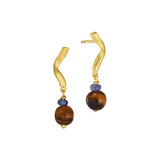 Vega 18K Gold Earrings w. Tiger's Eyes