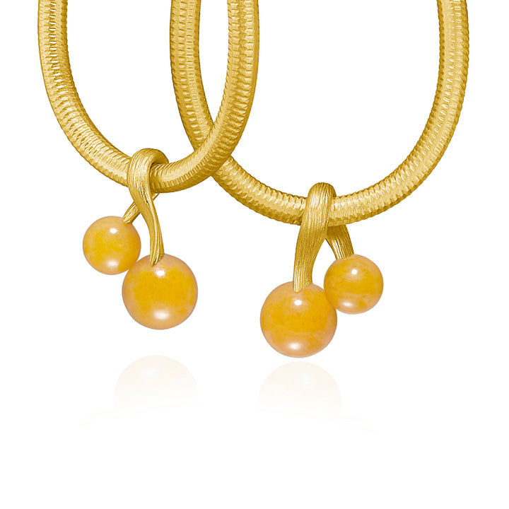 VEGA 18K Gold Ohrring-Pendants w. Gelbe Aventurin