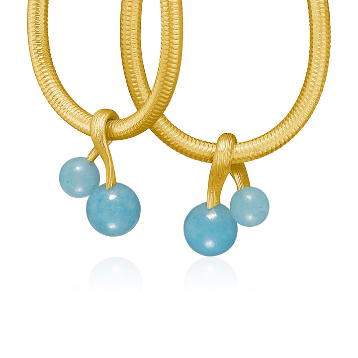 VEGA 18K Gold Ohrring-Pendants w. Blauer Aventurine