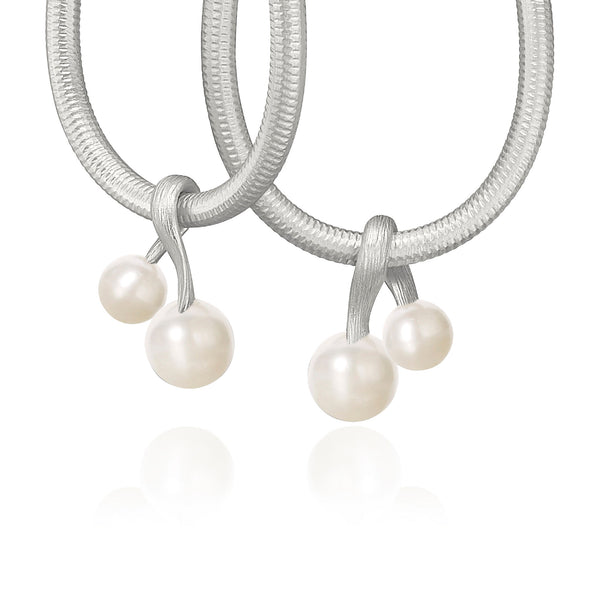 Vega 18K Silver Earring-Pendants w. Pearls