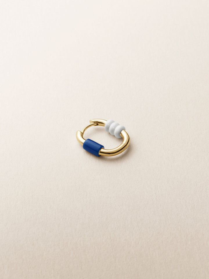 Vertigo 12 Blå & Hvid 14K Guld Ørering