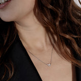 Mid Cloud 18K Rosegold Necklace w. Milkey Quartz & Diamonds