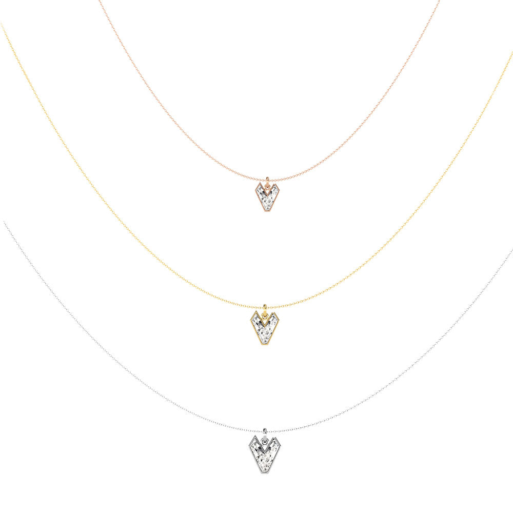 Alphabet 18K Gold, Rosegold or Whitegold Inital V Pendant w. Solitaire Lab-Grown Diamond