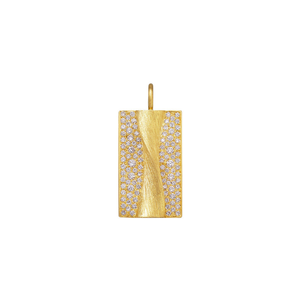 Vega Relief 18K Gold Pendant w. Diamonds