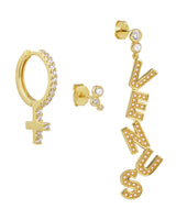 Venus 18K Gold Plated Earrings w. Zirconia & Pearls Party Box
