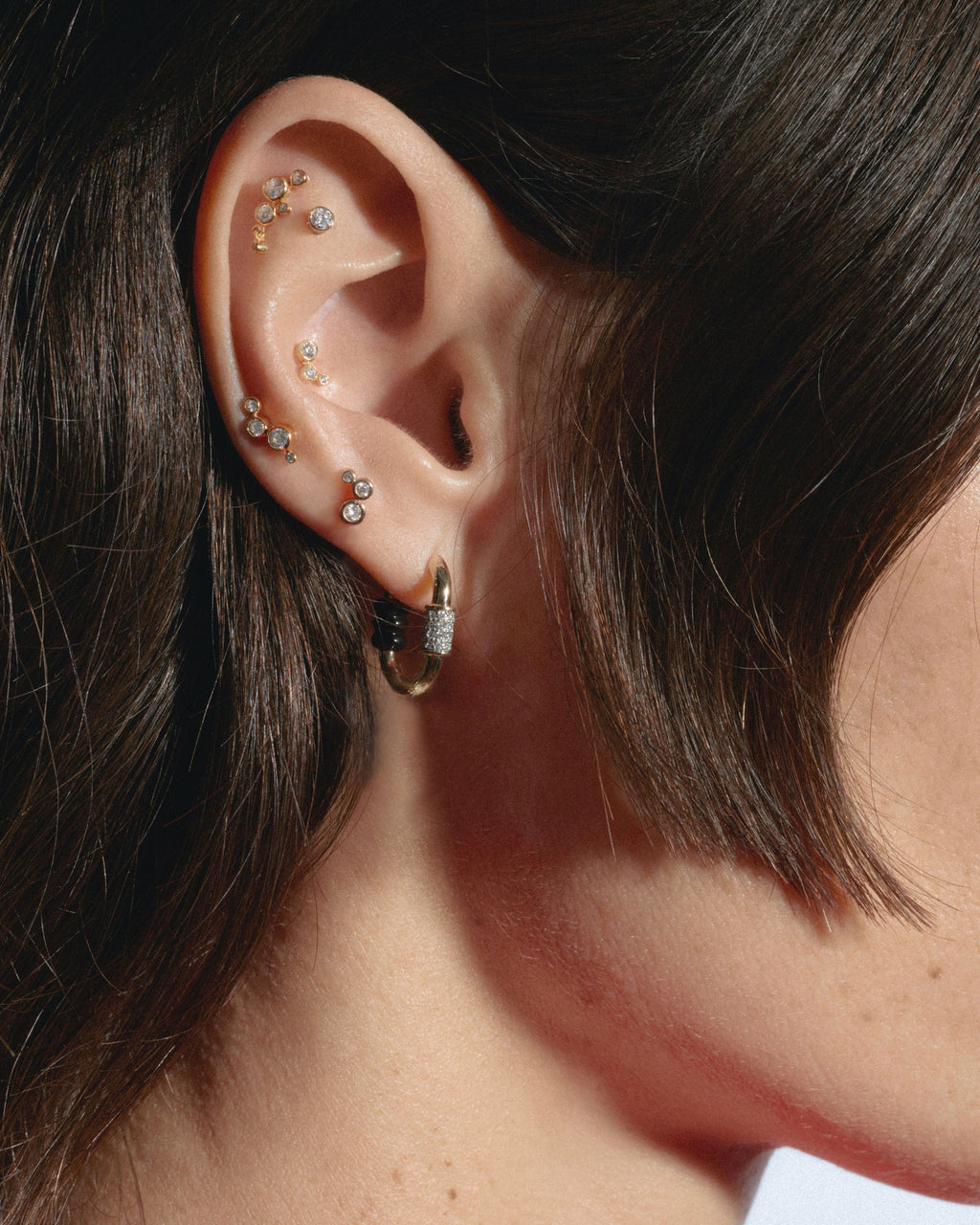 Coco 14K Gold Stud w. Diamanten gewachsen