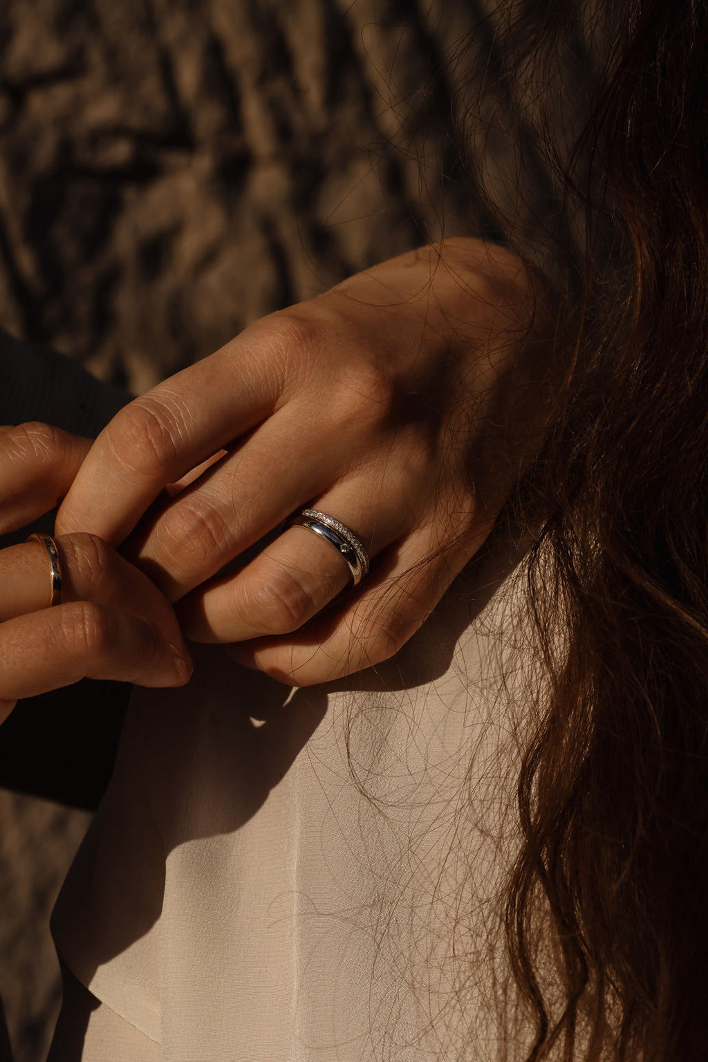 Amore den Luxus halb 18k Gold Ring w. Diamanten