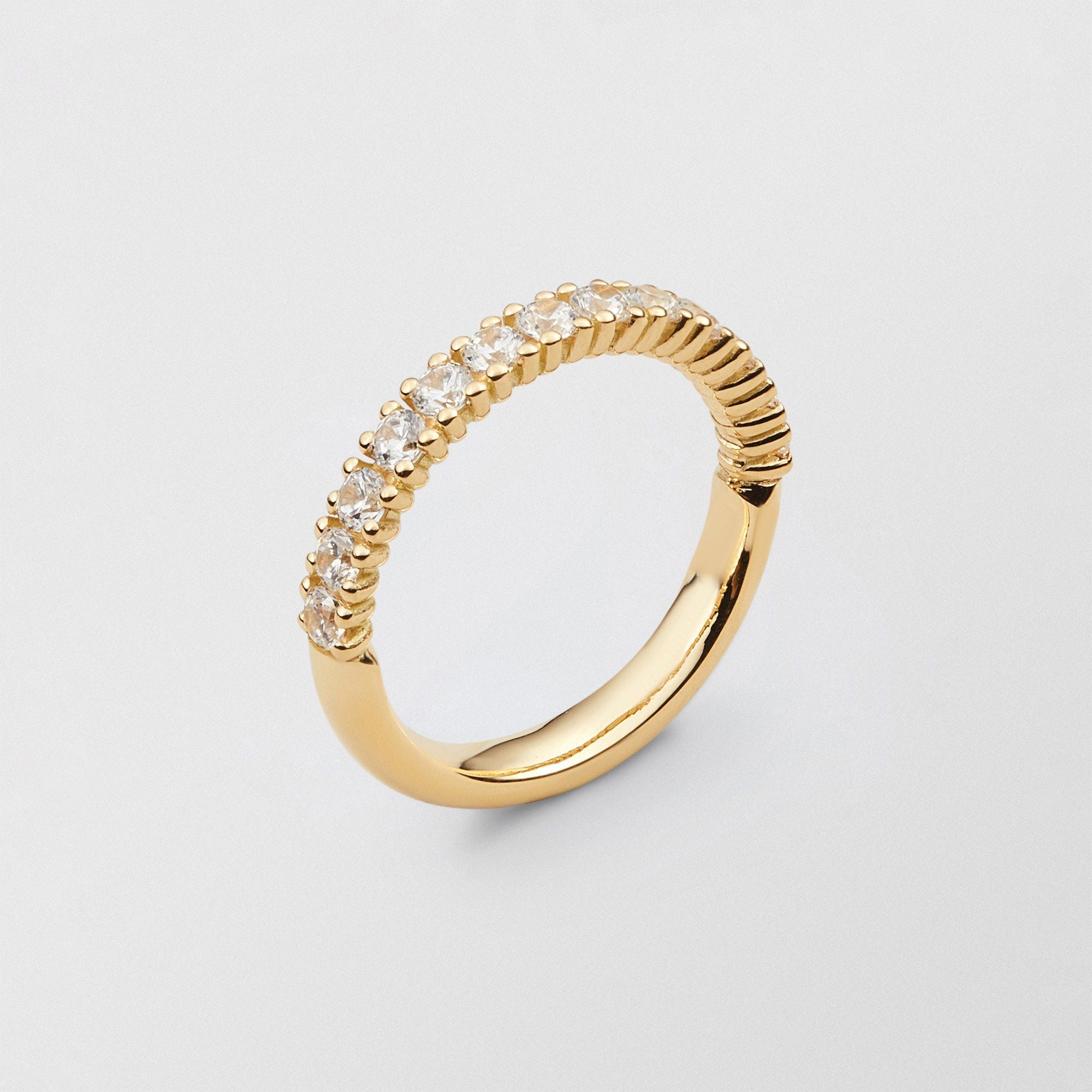 Bonnie 18K Gold Half Eternity Ring w. Diamonds