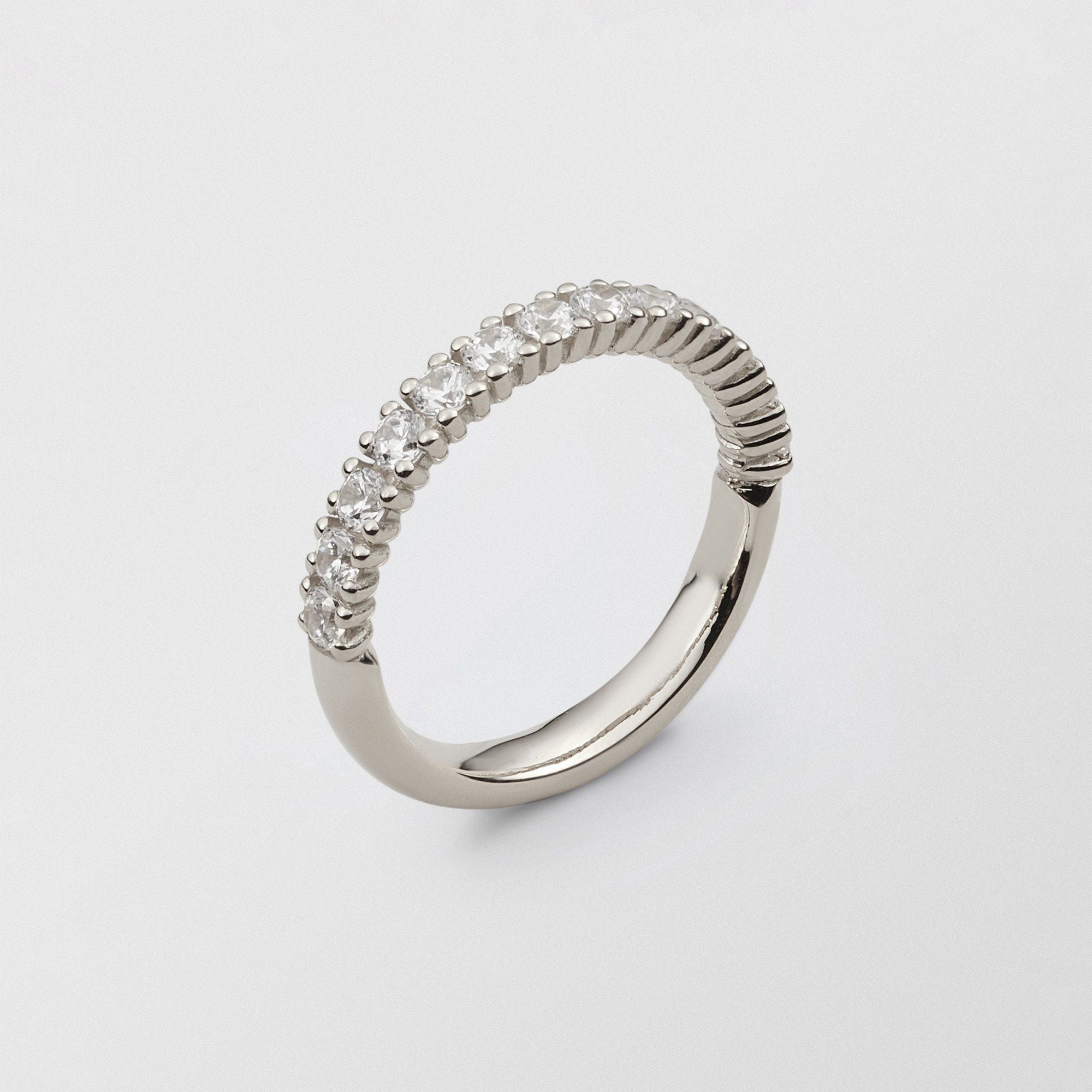 Bonnie 18K White Gold Half Eternity Ring w. Diamonds