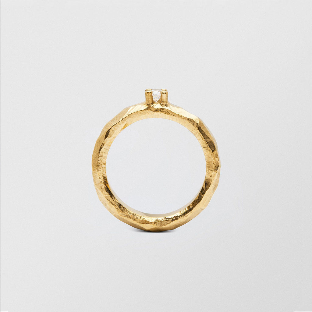 Mouse Solitaire 0.15ct 18K Gold Ring w. Diamond