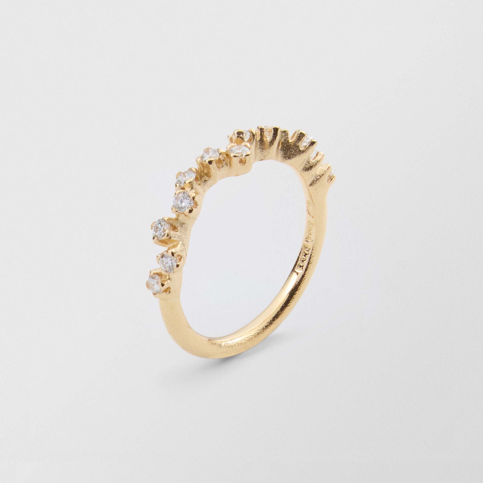 Frosty Halv Alliance 18k Guld Ring m. Diamanter