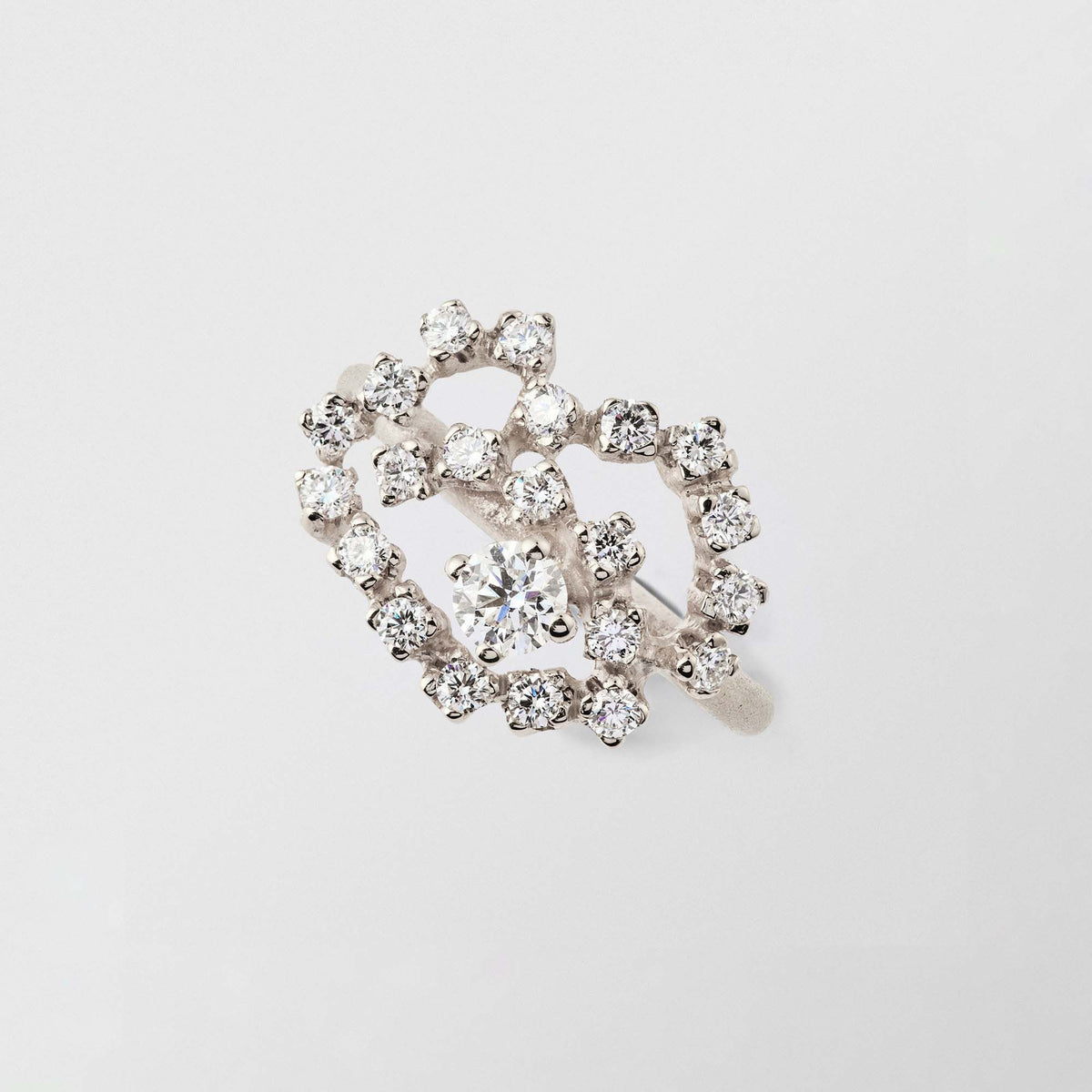 Frosty Swirl 18k Hvidguld Ring m. Diamanter