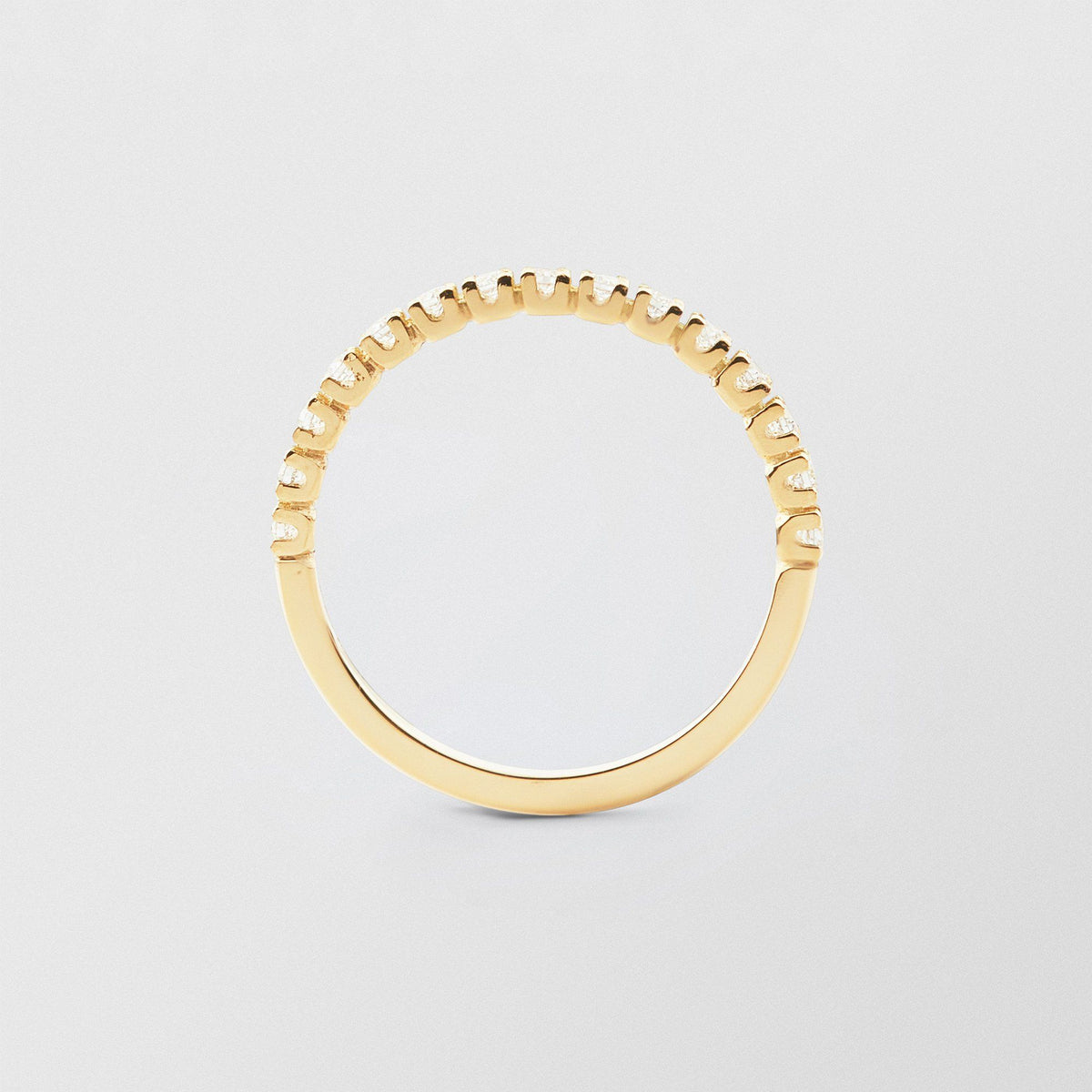 Soft Half Eternity 18K Gold Ring w. Diamonds