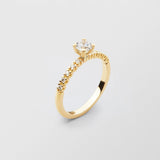 Soft Solitaire 18K Gold Ring w. 0.40 ct and 0.015ct Diamonds