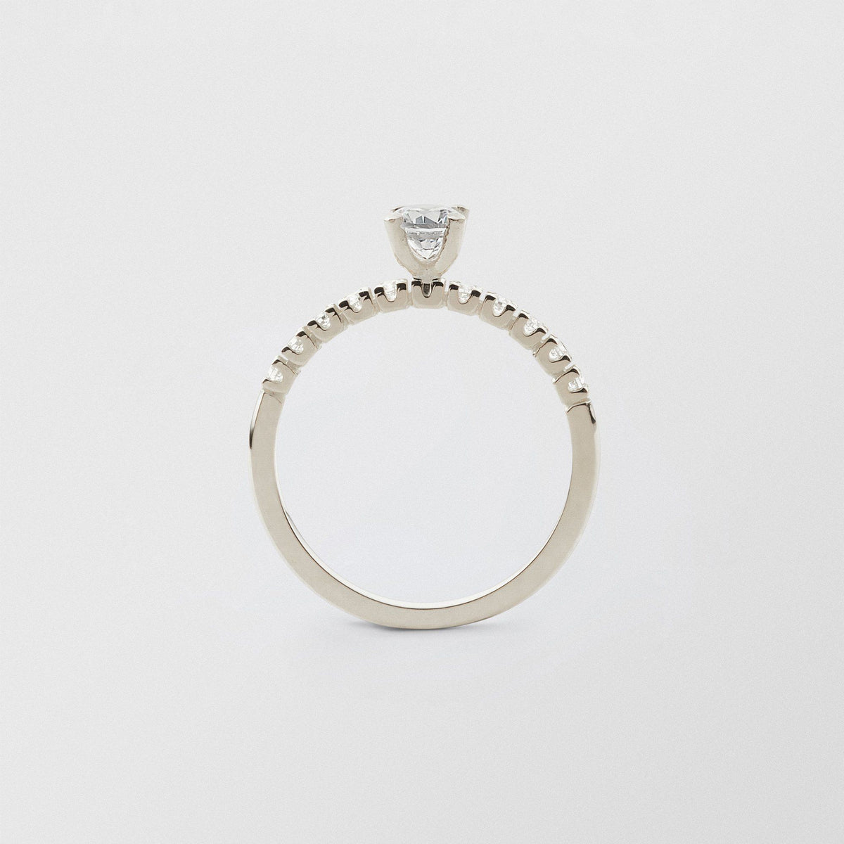 Soft Solitaire 18K Whitegold Ring w. 0.40 ct and 0.015ct Diamonds