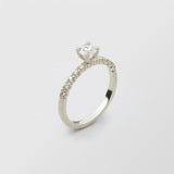 Soft Solitaire 18K Whitegold Ring w. 0.50 ct and 0.015ct Diamonds