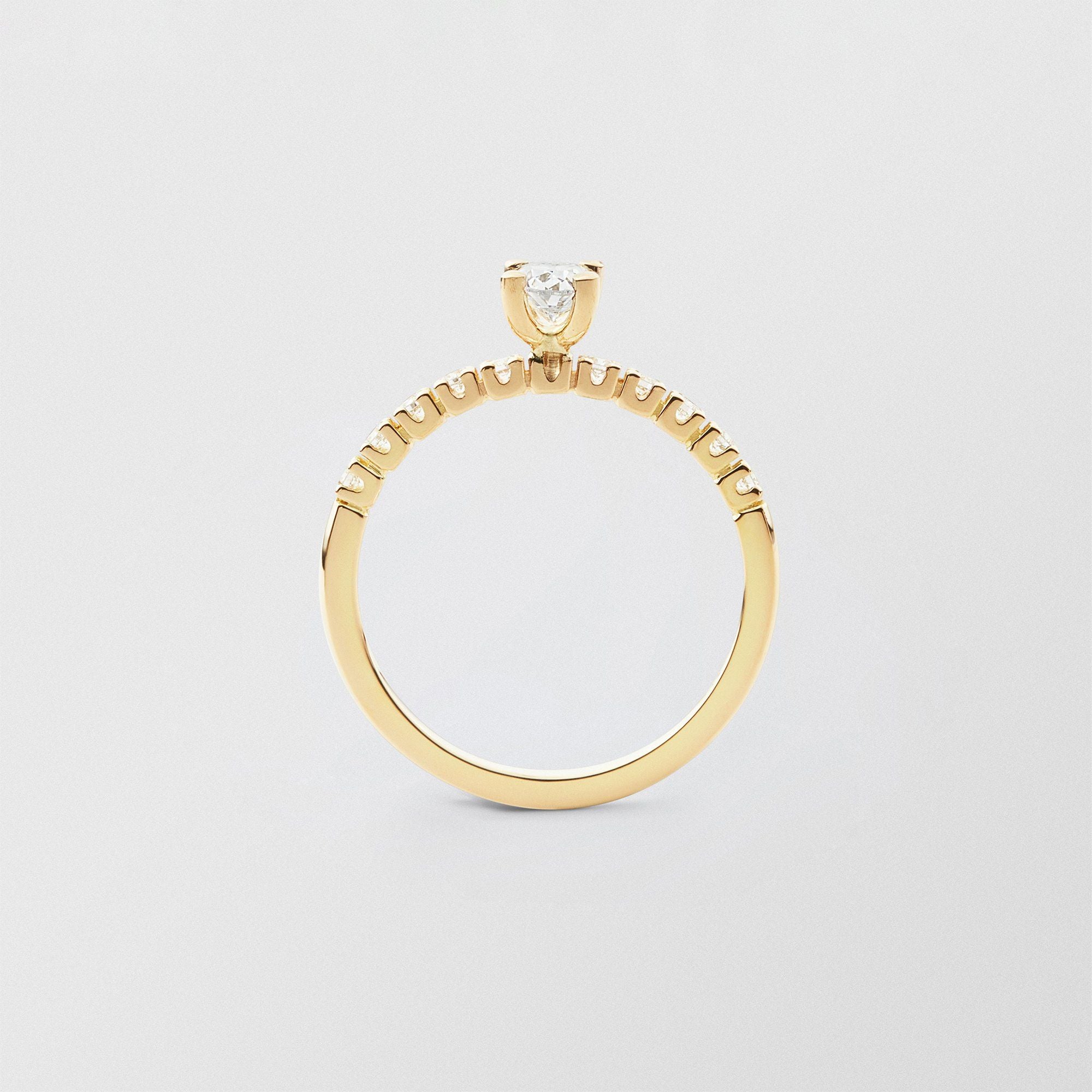 Soft Oval Solitaire 18K Gold Ring w. 0.50 ct and 0.015ct Diamonds