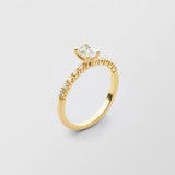Soft Oval Solitaire 18K Gold Ring w. 0.50 ct and 0.015ct Diamonds