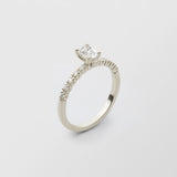 Soft Oval Solitaire 18K Whitegold Ring w.0.50 ct and 0.015ct Diamonds