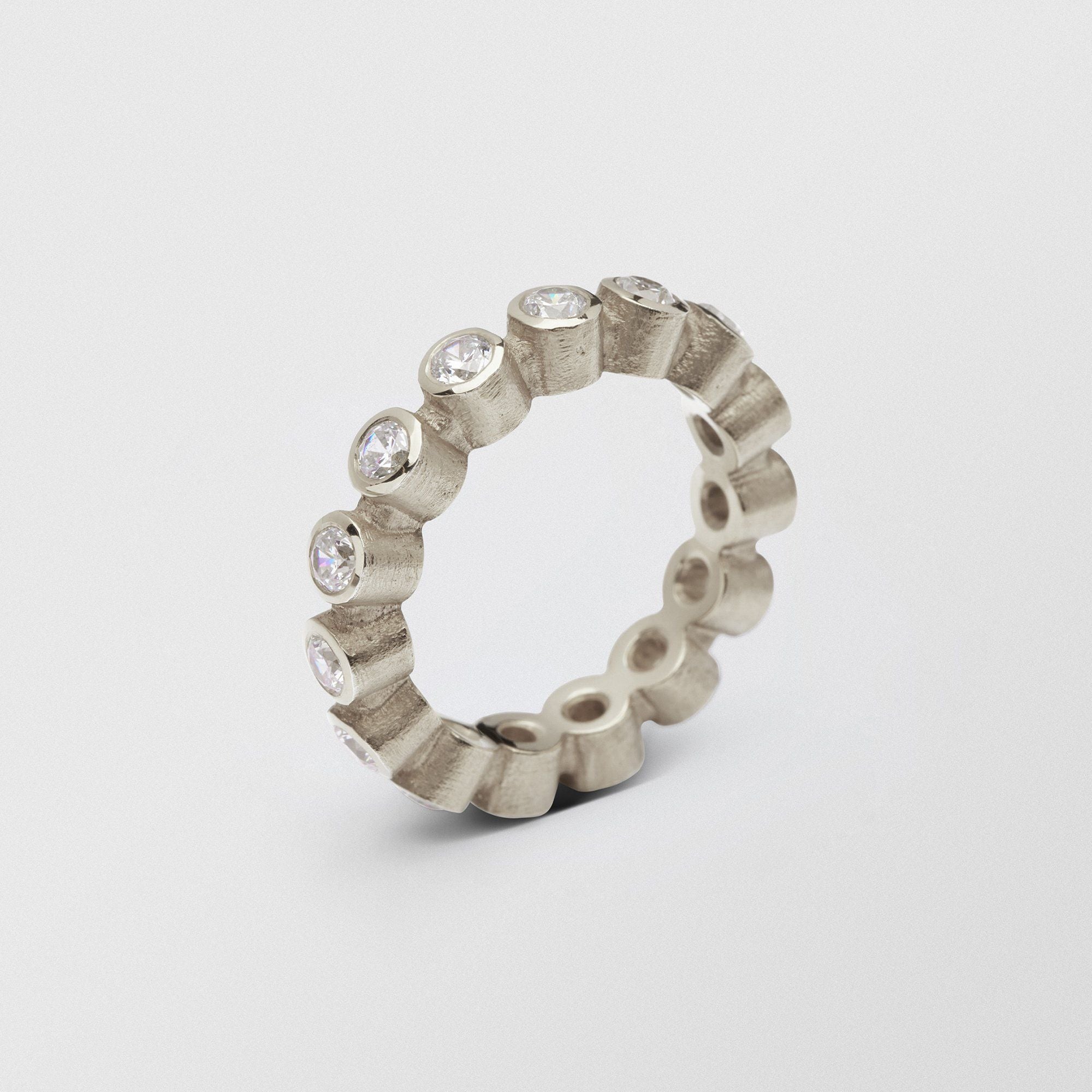 Ringo Full Eternity High 18K White Gold Ring w. Diamonds