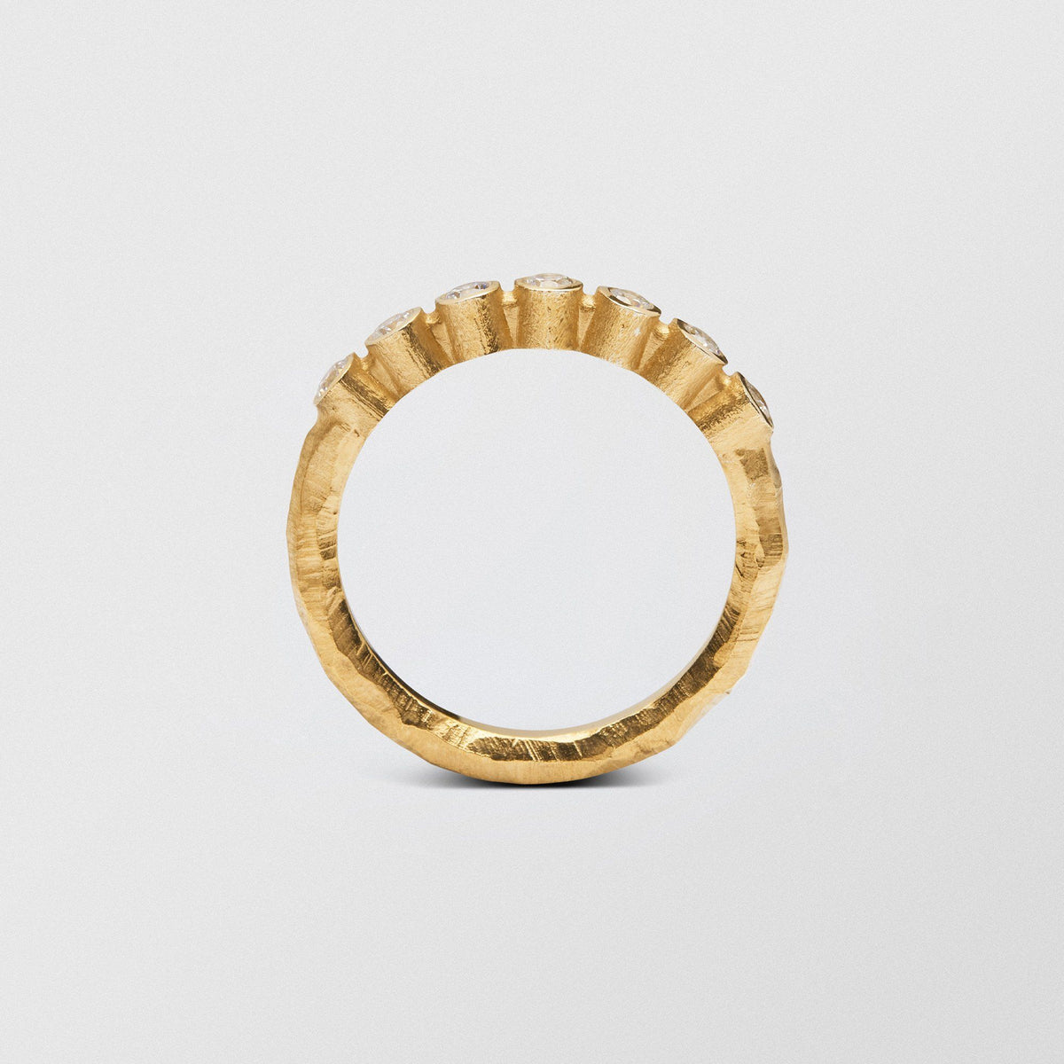 Ringo Half Eternity Medium High 18K Gold Ring w. Diamonds