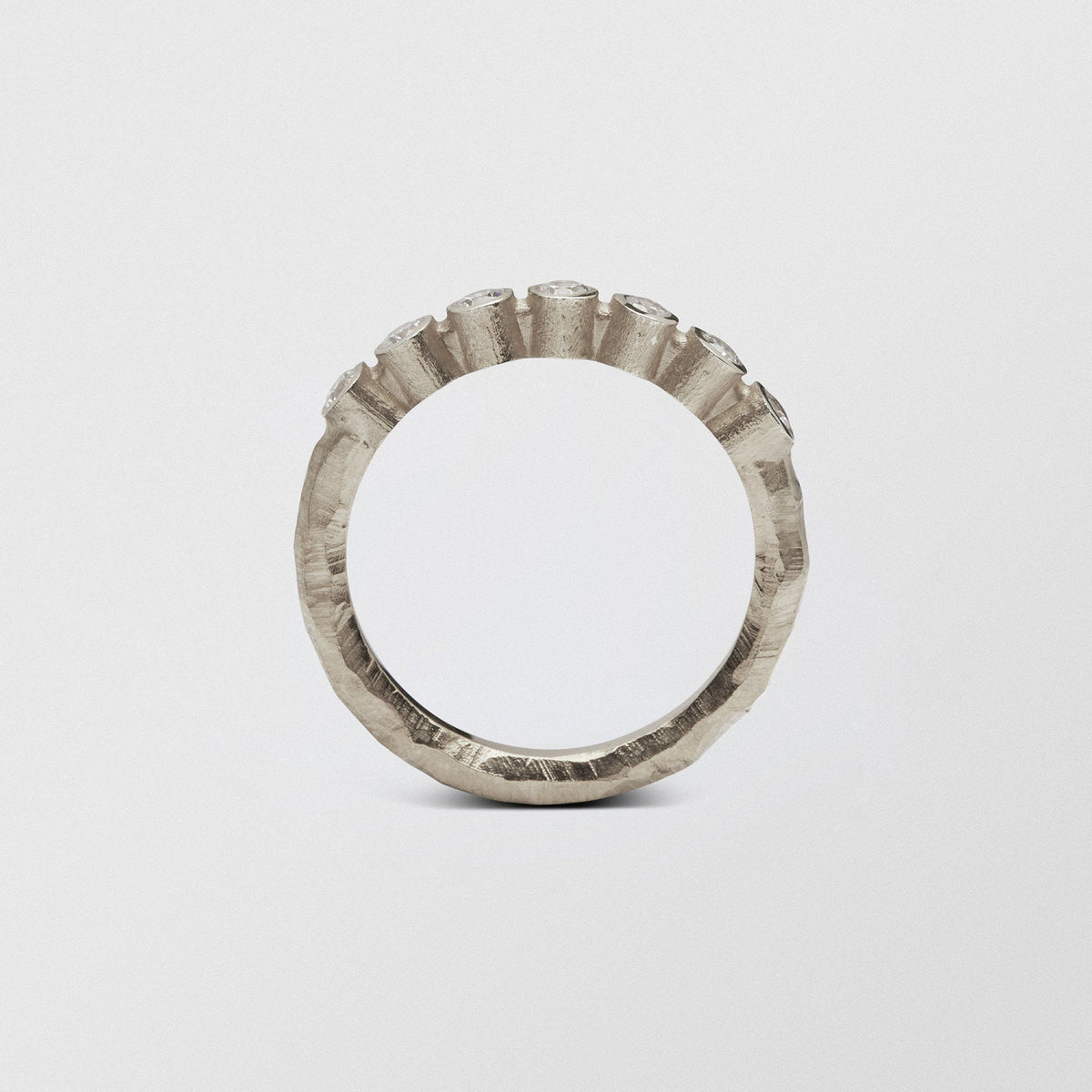 Ringo Half Eternity Medium High 18K White Gold Ring w. Diamonds