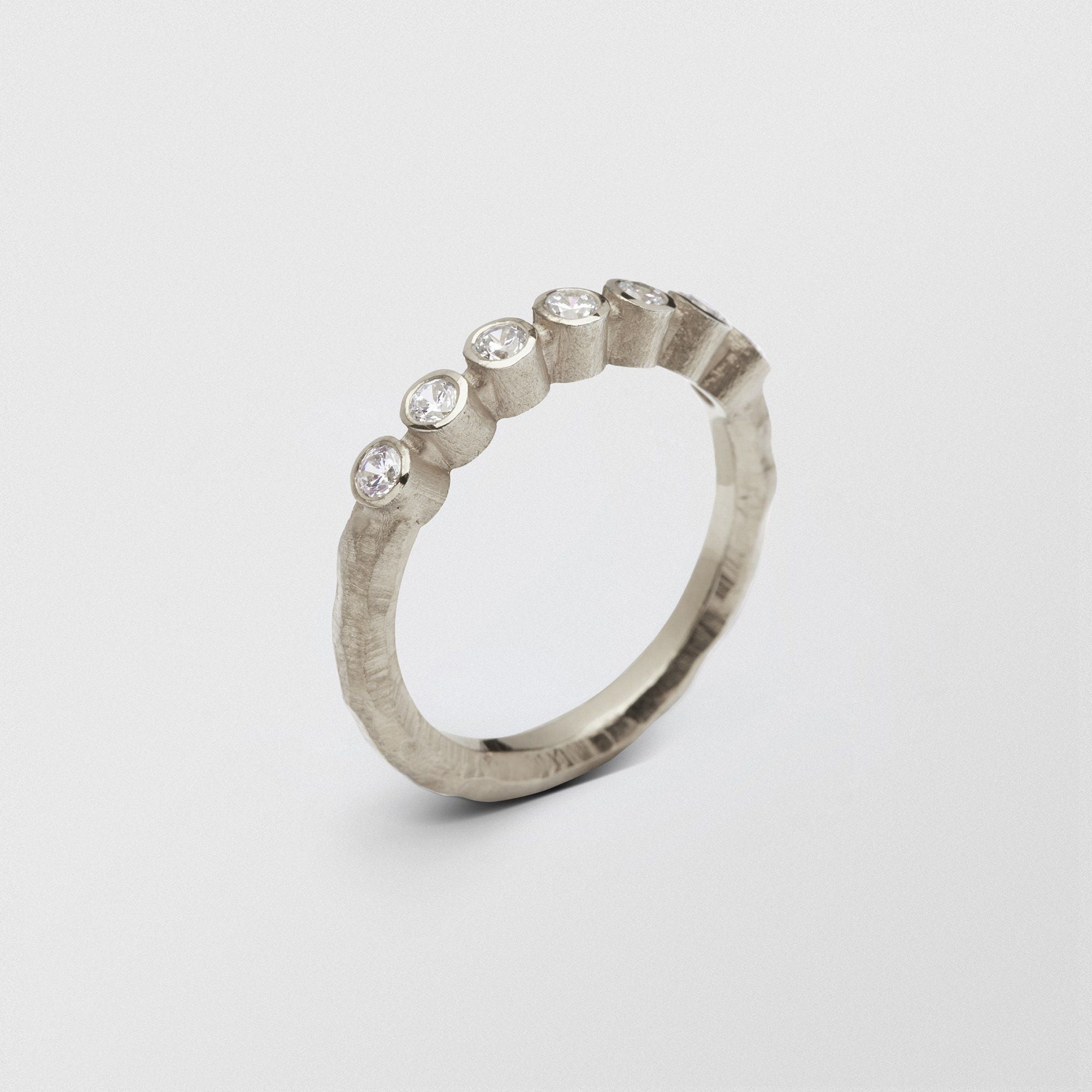 Ringo Half Eternity Medium High 18K White Gold Ring w. Diamonds