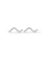 Wave Pavé 14k Whitegold Studs w. Diamonds