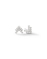 Double Arrow Pavé 14k Whitegold Studs w. Diamonds