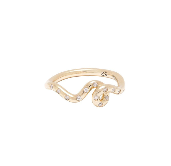 Mini Loop 9K Guld Ring m. Diamanter
