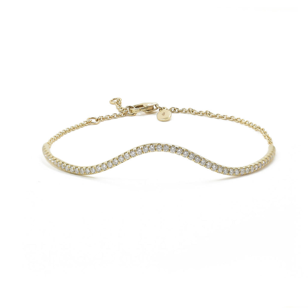 Bølge 14k Guld Armbånd m. Diamant