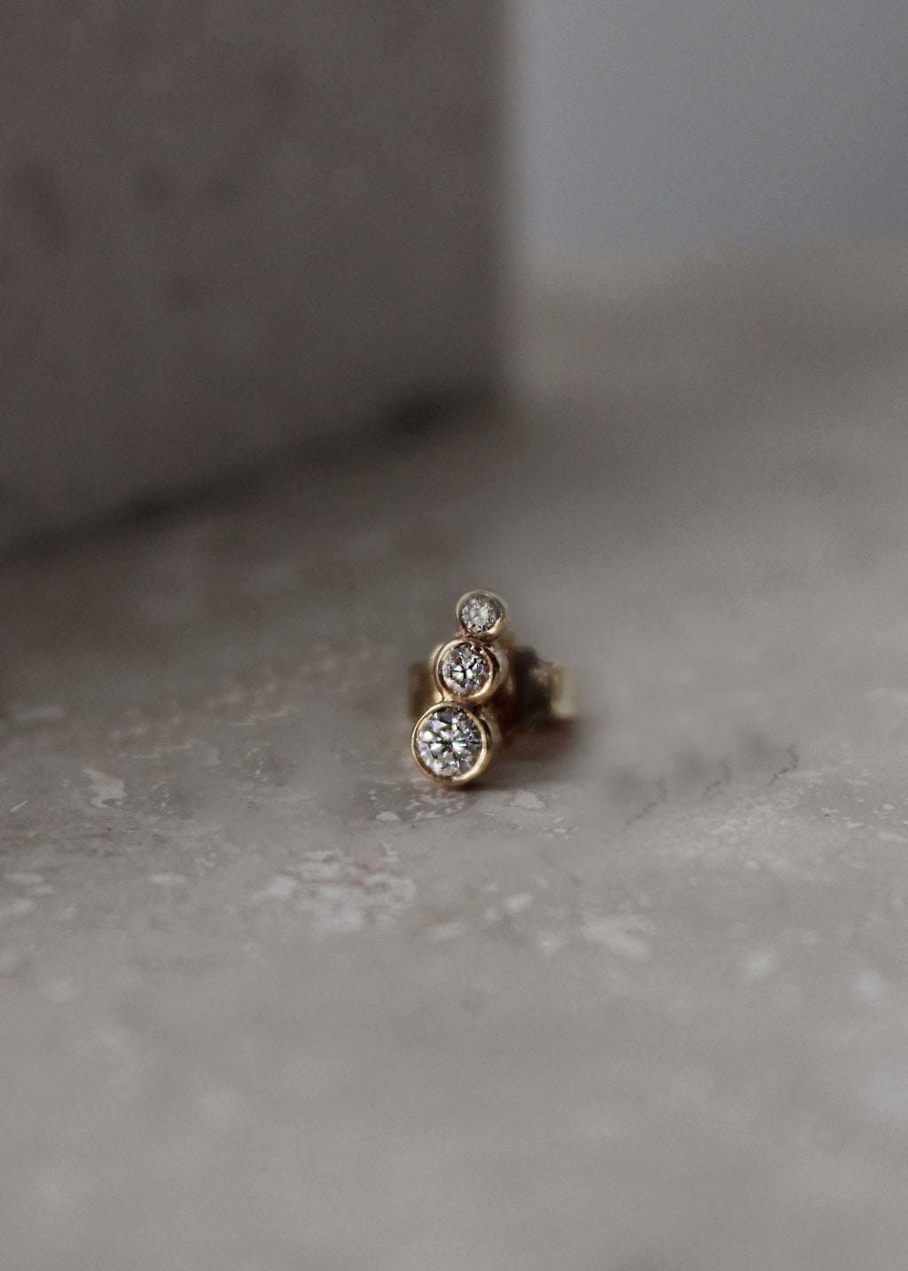 Elysia Whisper Trio 14k Gold Studs w. Diamonds