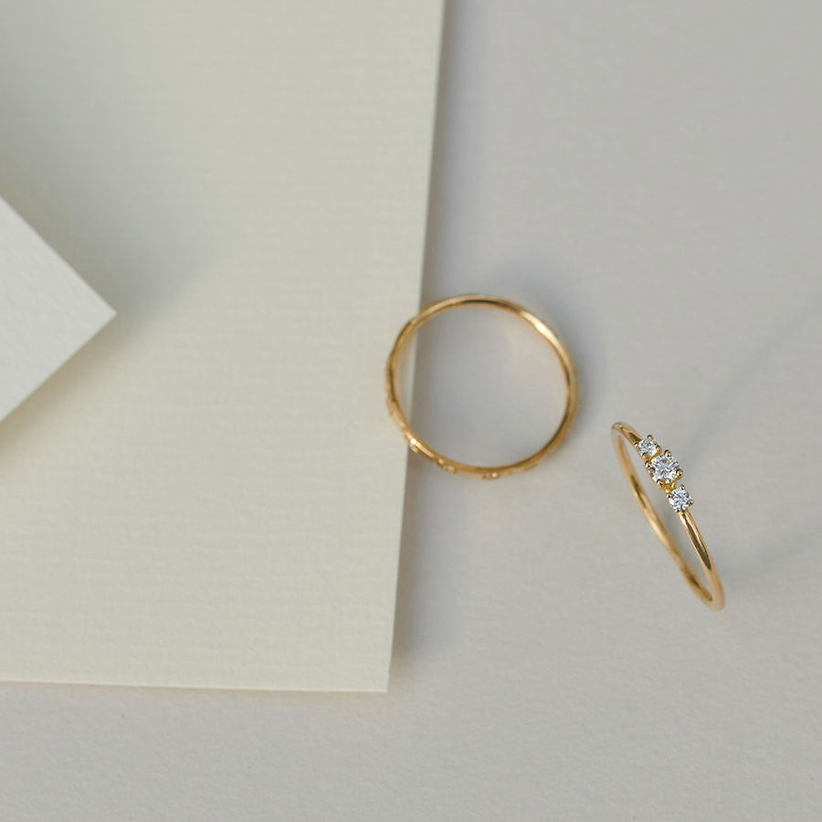 Wilderness Trilogie Goldring aus 18K mit Labordiamanten