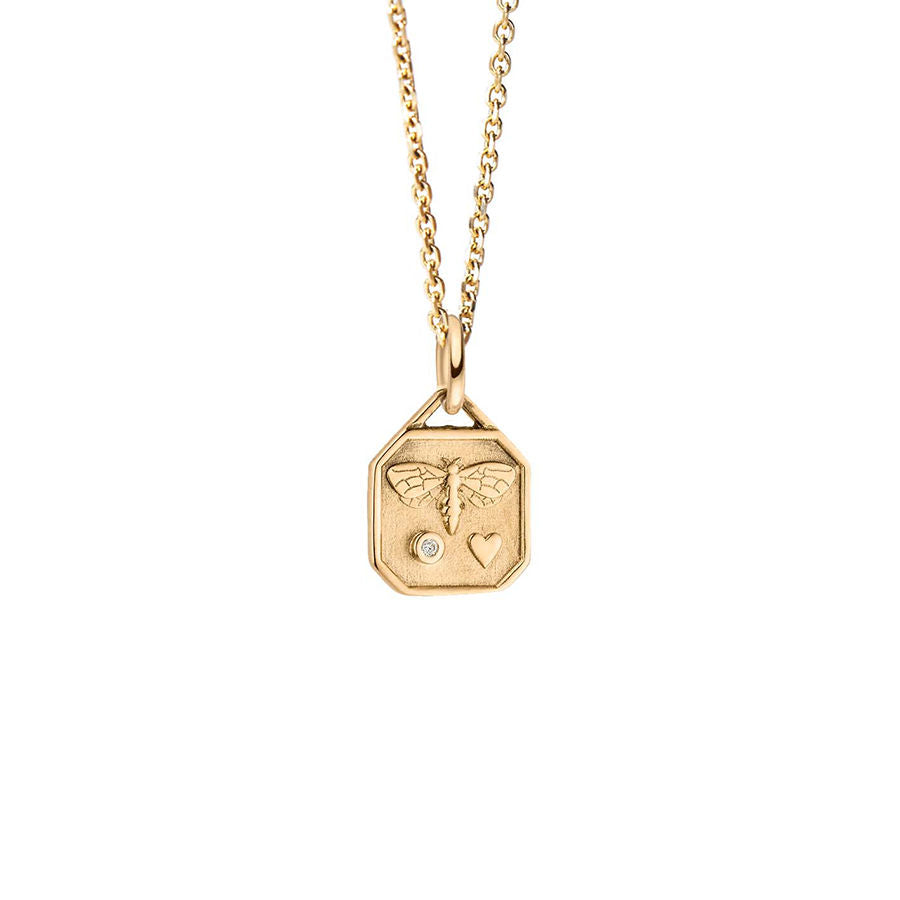 World Gold Day Bee 18k Gold Necklace w. Diamond