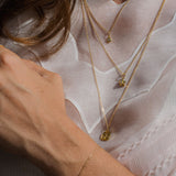 World Gold Day Bi 18k Guld Halskæde w. Diamant