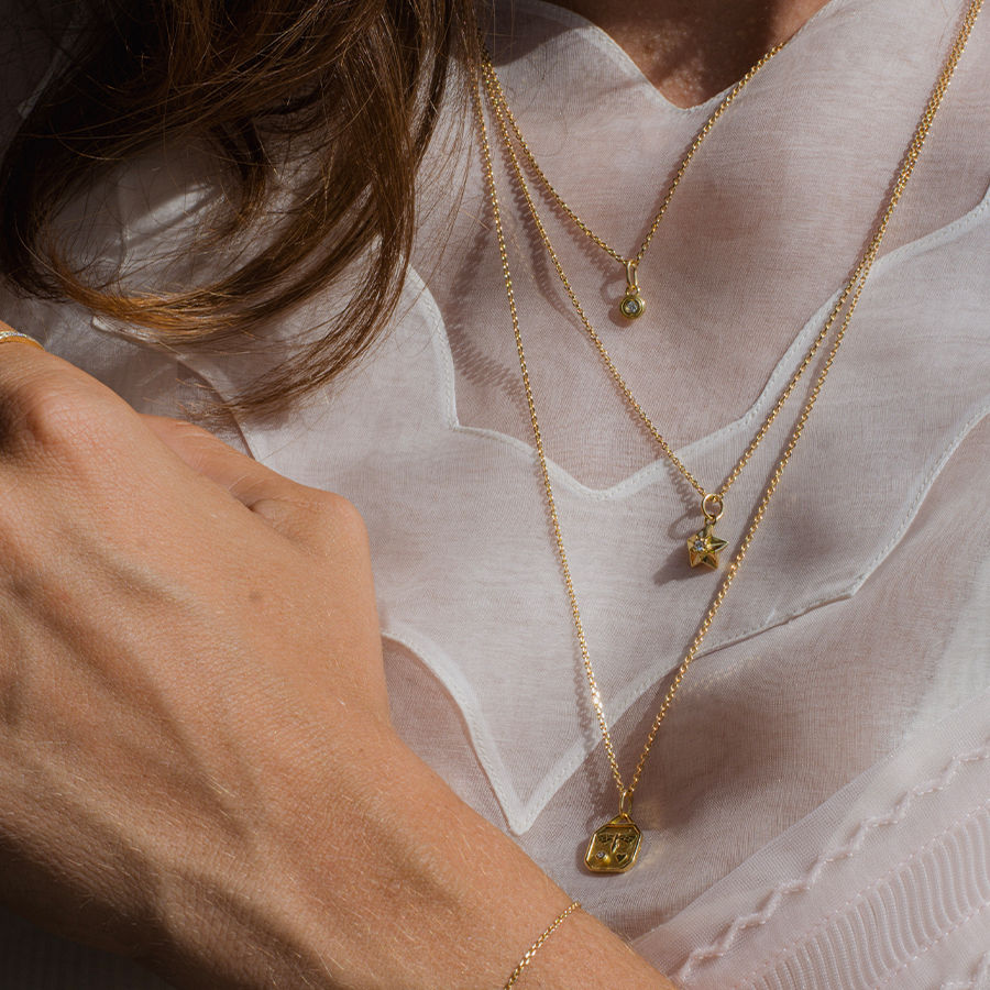 World Gold Day Bi 18K Guld Vedhæng m. Diamant