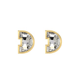 Alfabet Bogstav D 18K Guld, Hvidguld eller Rosaguld Ørestikker m. Solitaire Lab-Grown Diamant