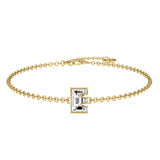 Alphabet Initial E 18K Gold, Rosegold or Whitegold Bracelet w. Solitaire Lab-Grown Diamond