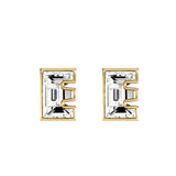 Alfabet Bogstav E 18K Guld, Hvidguld eller Rosaguld Ørestikker m. Solitaire Lab-Grown Diamant