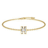 Alphabet Initial H 18K Gold, Rosegold or Whitegold Bracelet w. Solitaire Lab-Grown Diamond