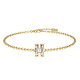 Armbånd med bogstavet H i 18K guld, Rosaguld eller Hvidguld m. en solitaire-Lab-Grown Diamant, fremstillet i laboratoriet