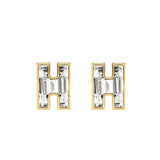 Alfabet Bogstav H 18K Guld, Hvidguld eller Rosaguld Ørestikker m. Solitaire Lab-Grown Diamant