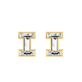 Alfabet Bogstav I 18K Guld, Hvidguld eller Rosaguld Ørestikker m. Solitaire Lab-Grown Diamant