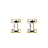 Alphabet Initial I 18K Gold, Whitegold or Rosegold Stud Earrings w. Solitaire Lab-Grown Diamond