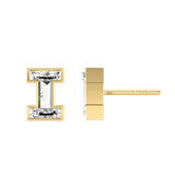 Alphabet Initial I 18K Gold, Whitegold or Rosegold Stud Earrings w. Solitaire Lab-Grown Diamond